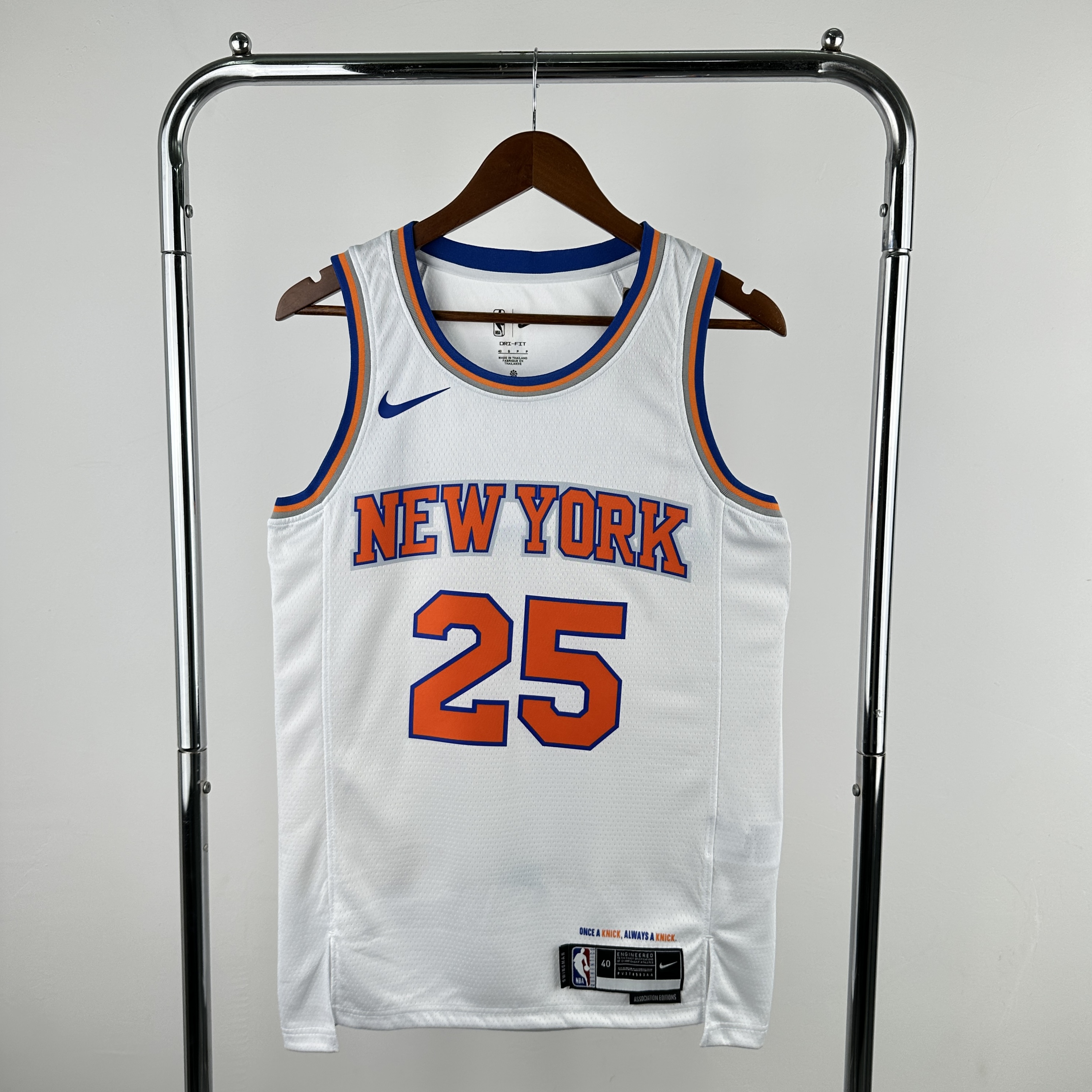Men New York Knicks #25 Bridges White Season Nike 2025 NBA Jersey->new york knicks->NBA Jersey